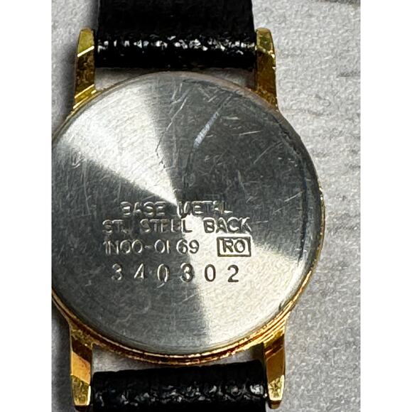 Seiko Quartz Vintage Blacke leather Band and Gold main image 6